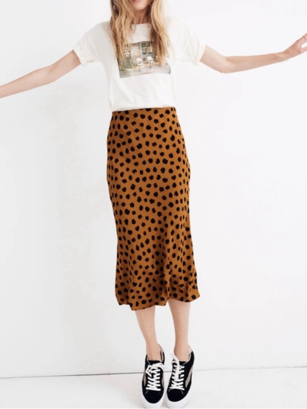 Madewell - Painted Spots Midi Slip Skirt